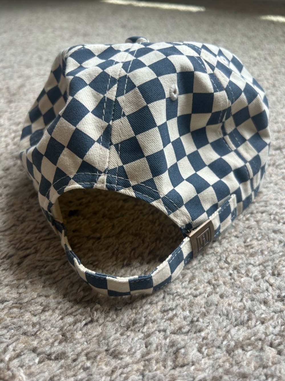 Yacht Water Checkerboard Hat in Blue & Cream - Picture 3 of 3